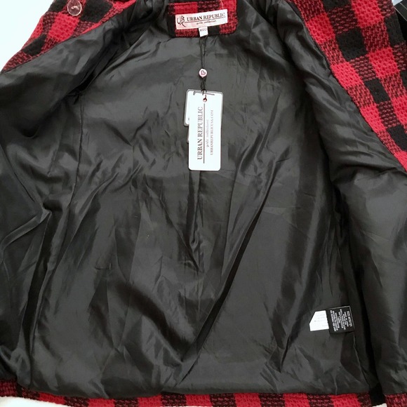 Urban Republic NWT Checkered Pea Coat Girls Various - Picture 9 of 12
